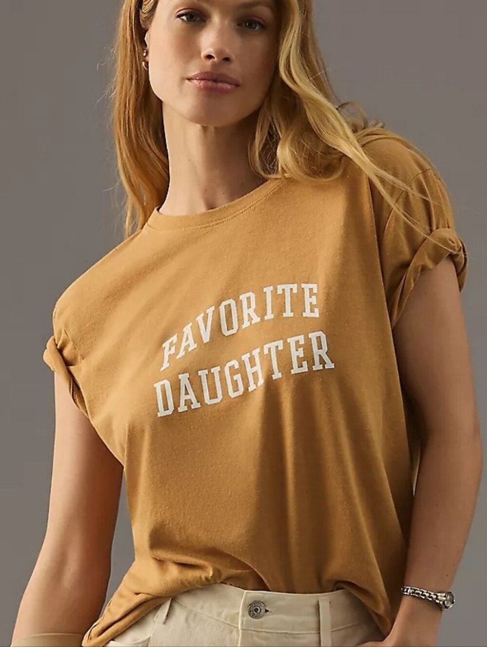 Favorite Daughter Collegiate Graphic Tee Camel Brown Tan Size XS Oversized